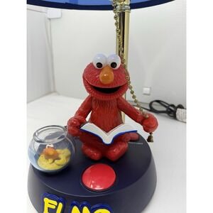 Sesame Street Elmo Blue Base Night Light Lamp with Red Figure and Yellow Accents